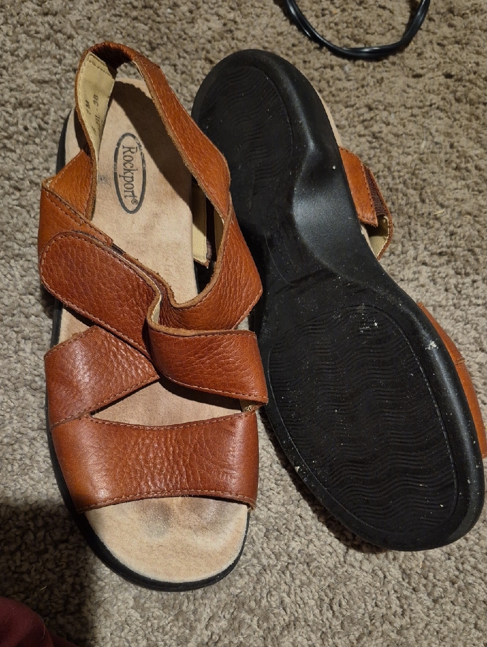 Rockport Women's Tan Leather Adjustable Slingback Sandals
